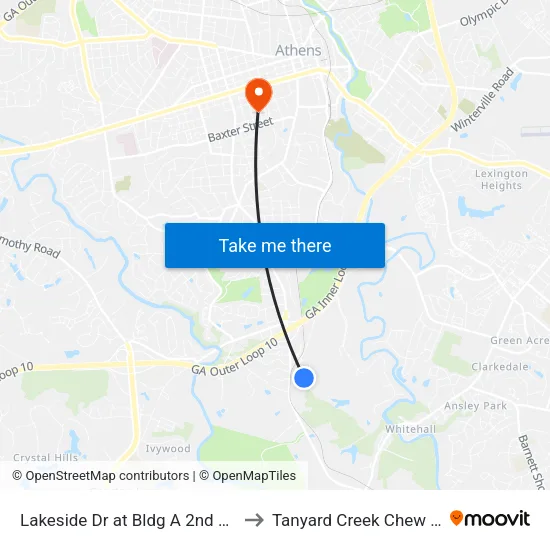Lakeside Dr at Bldg A 2nd Stop Ib to Tanyard Creek Chew Crew map