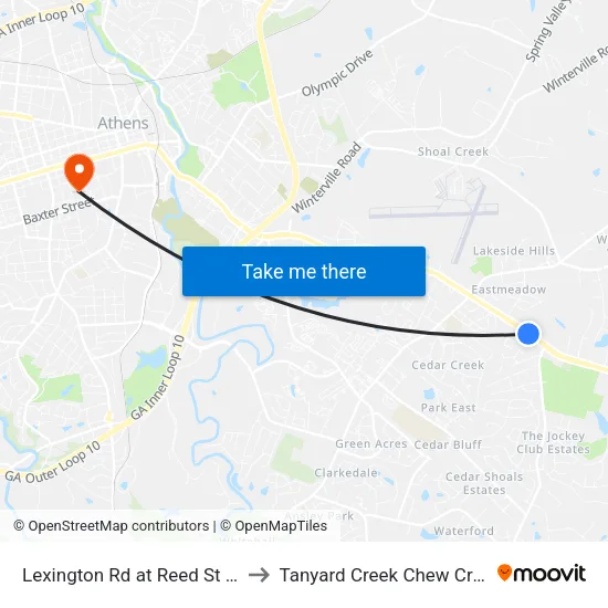 Lexington Rd at Reed St Ob to Tanyard Creek Chew Crew map