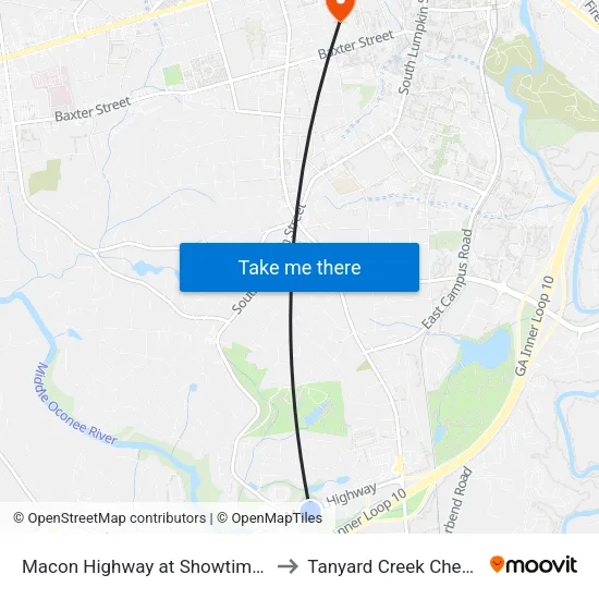 Macon Highway at Showtime Bowl Ib to Tanyard Creek Chew Crew map