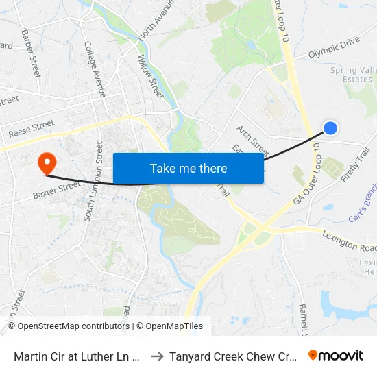 Martin Cir at Luther Ln Ob to Tanyard Creek Chew Crew map