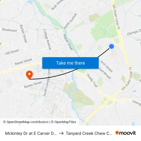 Mckinley Dr at E Carver Dr Ib to Tanyard Creek Chew Crew map