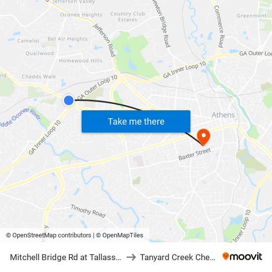 Mitchell Bridge Rd at Tallassee Rd Ob to Tanyard Creek Chew Crew map