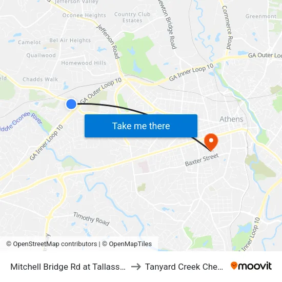 Mitchell Bridge Rd at Tallassee Rd Ob to Tanyard Creek Chew Crew map