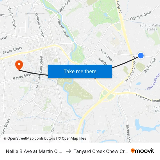 Nellie B Ave at Martin Cir Ib to Tanyard Creek Chew Crew map
