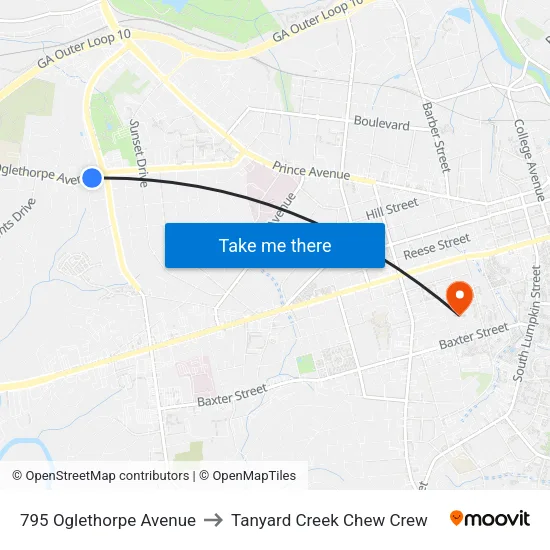 795 Oglethorpe Avenue to Tanyard Creek Chew Crew map