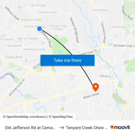 Old Jefferson Rd at Camak Dr Ib to Tanyard Creek Chew Crew map