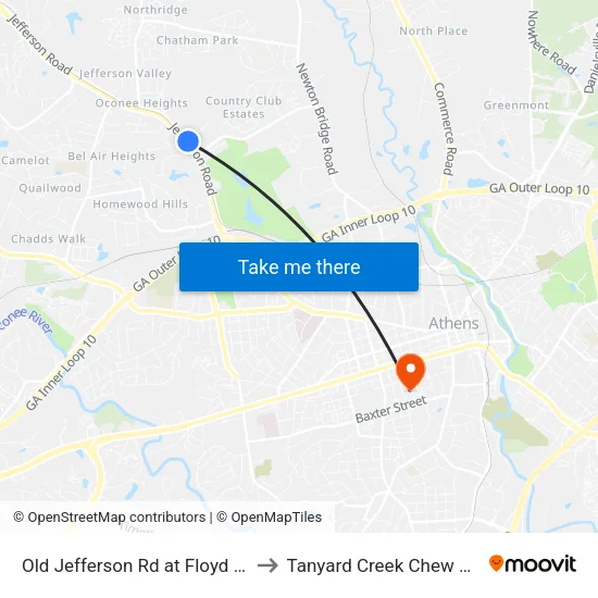 Old Jefferson Rd at Floyd Dr Ib to Tanyard Creek Chew Crew map