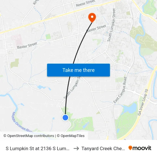 S Lumpkin St at 2136 S Lumpkin St Ob to Tanyard Creek Chew Crew map