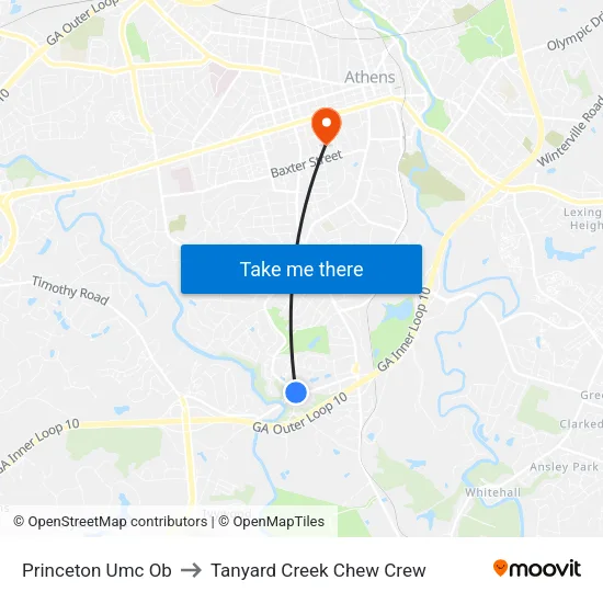 Princeton Umc Ob to Tanyard Creek Chew Crew map