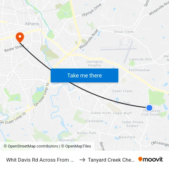 Whit Davis Rd Across From Pettit Ln Ib to Tanyard Creek Chew Crew map