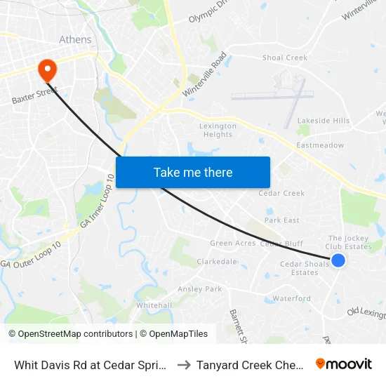 Whit Davis Rd at Cedar Springs Dr Ib to Tanyard Creek Chew Crew map