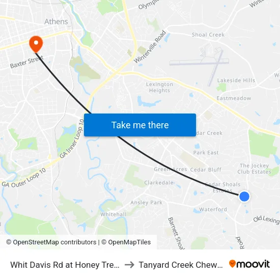 Whit Davis Rd at Honey Tree Dr Ib to Tanyard Creek Chew Crew map