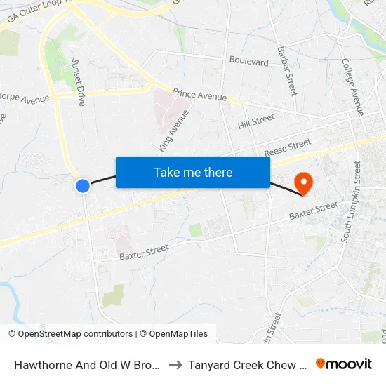 Hawthorne And Old W Broad Ob to Tanyard Creek Chew Crew map