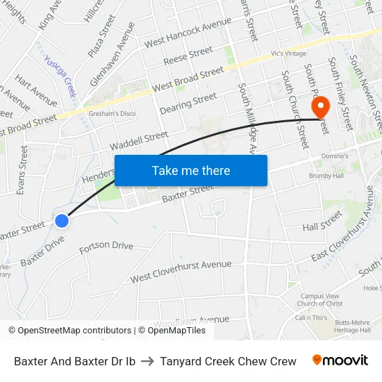 Baxter And Baxter Dr Ib to Tanyard Creek Chew Crew map
