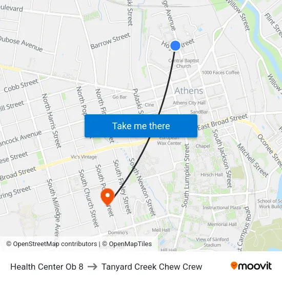 Health Center Ob 8 to Tanyard Creek Chew Crew map