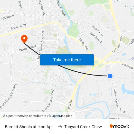 Barnett Shoals at Ikon Apts Ob to Tanyard Creek Chew Crew map