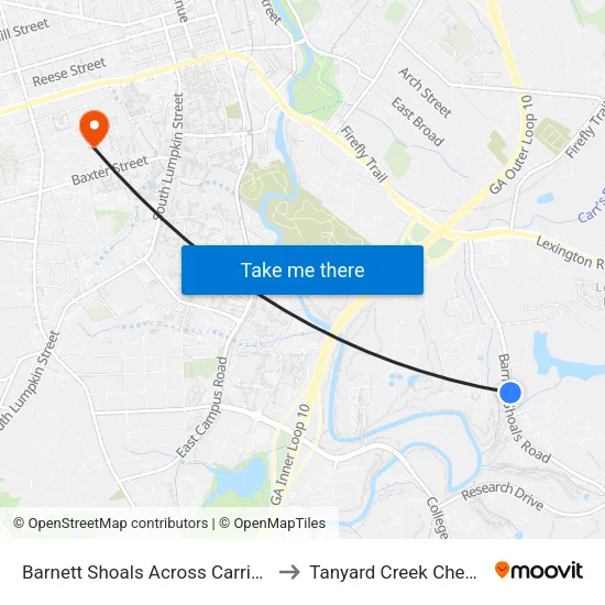 Barnett Shoals Across Carriage Ln Ib to Tanyard Creek Chew Crew map