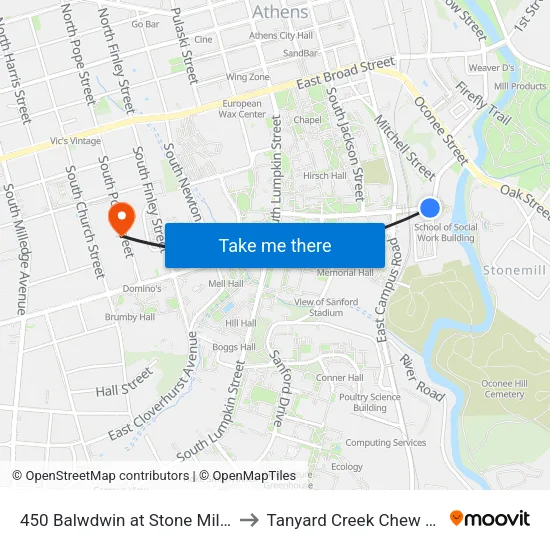 450 Balwdwin at Stone Mill Run to Tanyard Creek Chew Crew map