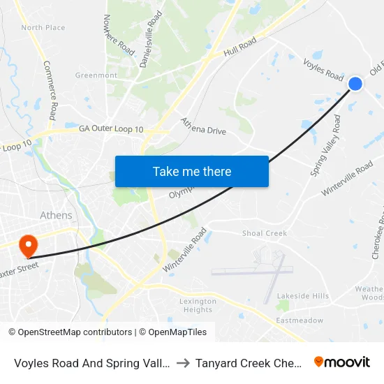 Voyles Road And Spring Valley Road to Tanyard Creek Chew Crew map