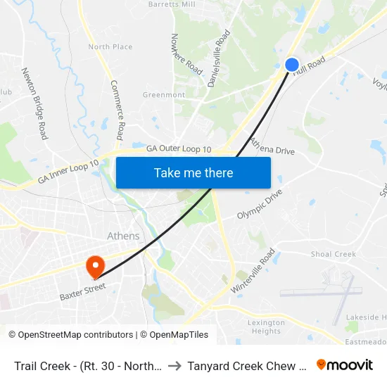 Trail Creek - (Rt. 30 - Northside) to Tanyard Creek Chew Crew map