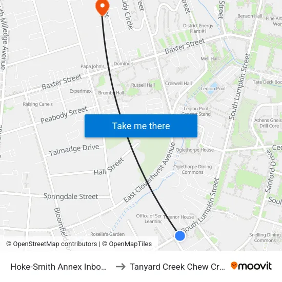 Hoke-Smith Annex Inbound to Tanyard Creek Chew Crew map