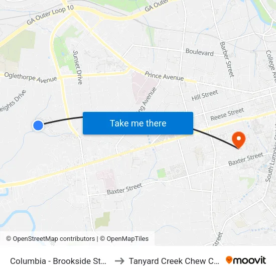 Columbia - Brookside Stop 4 to Tanyard Creek Chew Crew map