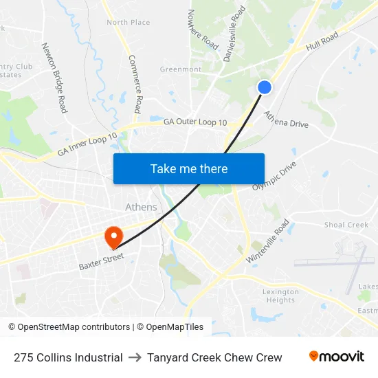 275 Collins Industrial to Tanyard Creek Chew Crew map