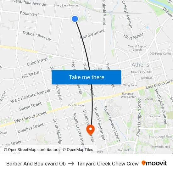 Barber And Boulevard Ob to Tanyard Creek Chew Crew map