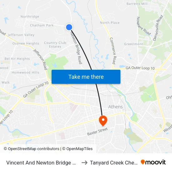 Vincent And Newton Bridge Hopehaven to Tanyard Creek Chew Crew map