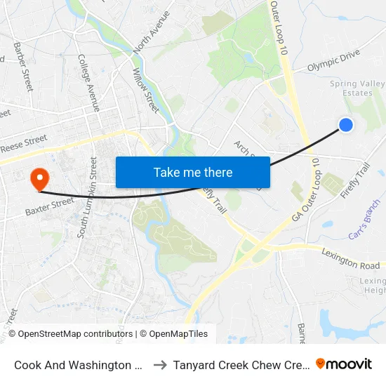 Cook And Washington Ob to Tanyard Creek Chew Crew map