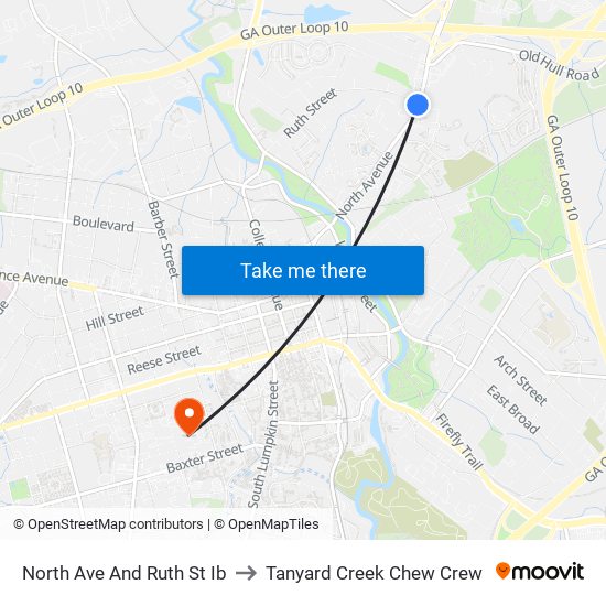 North Ave And Ruth St Ib to Tanyard Creek Chew Crew map