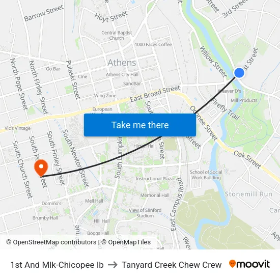 1st And Mlk-Chicopee Ib to Tanyard Creek Chew Crew map