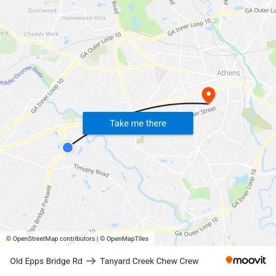 Old Epps Bridge Rd to Tanyard Creek Chew Crew map