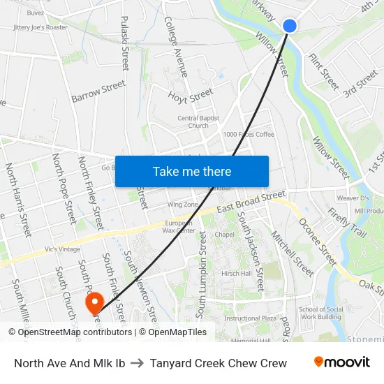 North Ave And Mlk Ib to Tanyard Creek Chew Crew map