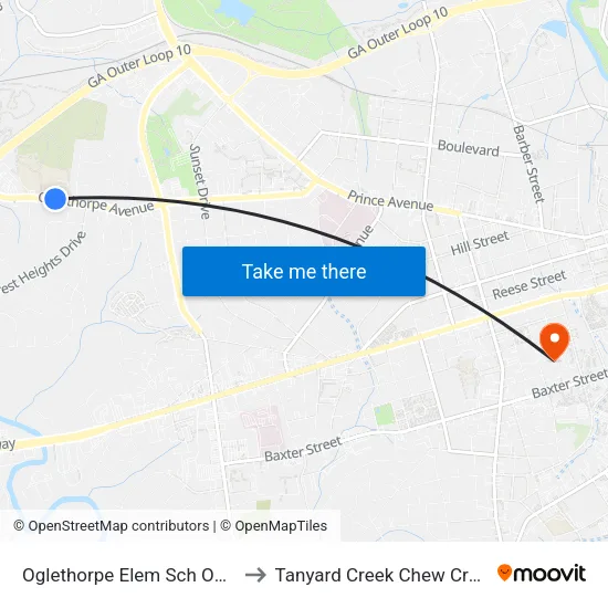 Oglethorpe Elem Sch Ob 2 to Tanyard Creek Chew Crew map