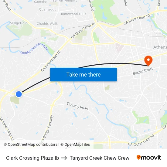 Clark Crossing Plaza Ib to Tanyard Creek Chew Crew map