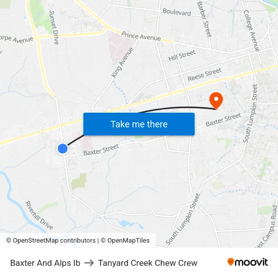 Baxter And Alps Ib to Tanyard Creek Chew Crew map