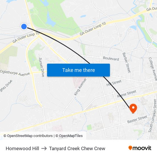 Homewood Hill to Tanyard Creek Chew Crew map