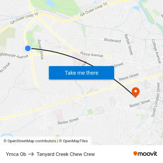 Ymca Ob to Tanyard Creek Chew Crew map