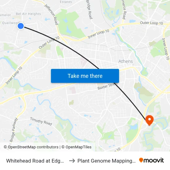 Whitehead Road at Edgewood Drive to Plant Genome Mapping Laboratory map