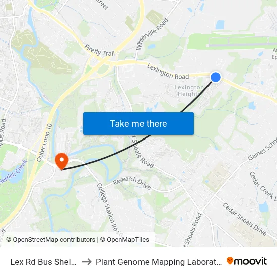 Lex Rd Bus Shelter to Plant Genome Mapping Laboratory map