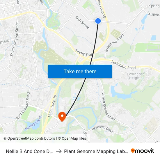 Nellie B And Cone Drive Ib to Plant Genome Mapping Laboratory map
