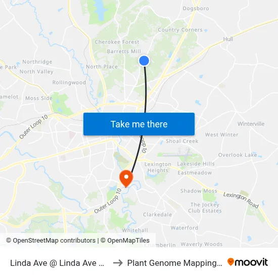 Linda Ave @ Linda Ave @ Clarke Cty to Plant Genome Mapping Laboratory map