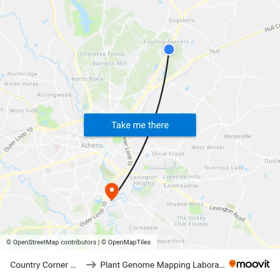 Country Corner Mhp to Plant Genome Mapping Laboratory map