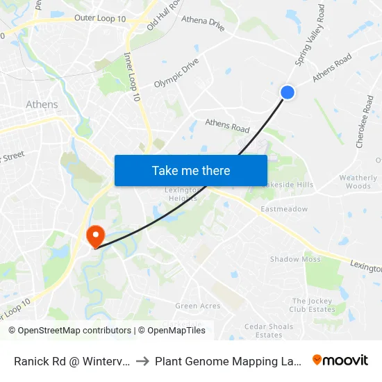 Ranick Rd @ Winterville Rd to Plant Genome Mapping Laboratory map