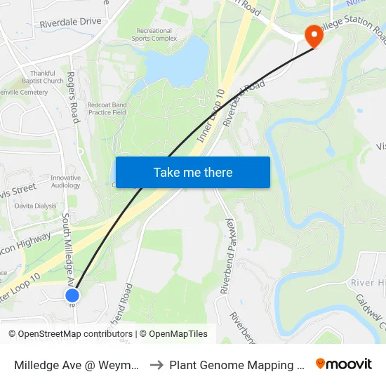 Milledge Ave @ Weymand Cir Sb to Plant Genome Mapping Laboratory map