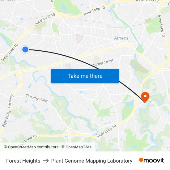 Forest Heights to Plant Genome Mapping Laboratory map