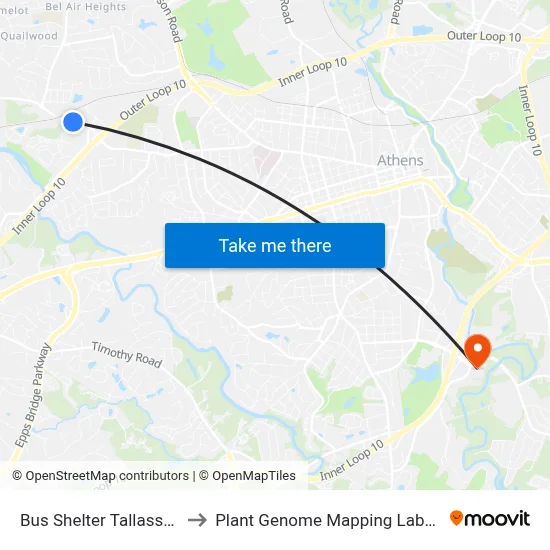 Bus Shelter Tallassee Rd to Plant Genome Mapping Laboratory map