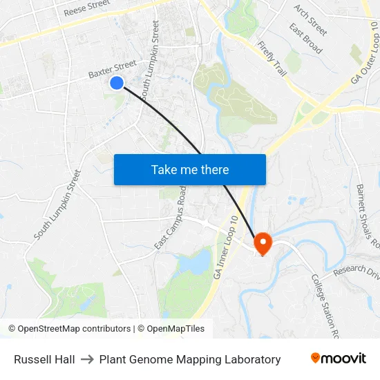 Russell Hall to Plant Genome Mapping Laboratory map