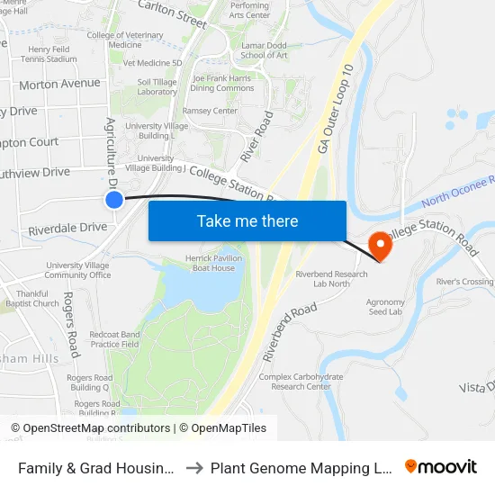 Family & Grad Housing Bldg G to Plant Genome Mapping Laboratory map
